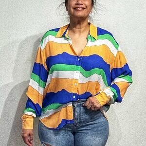 Pippa Multi Striped Button Down Shirt Sz S NWT